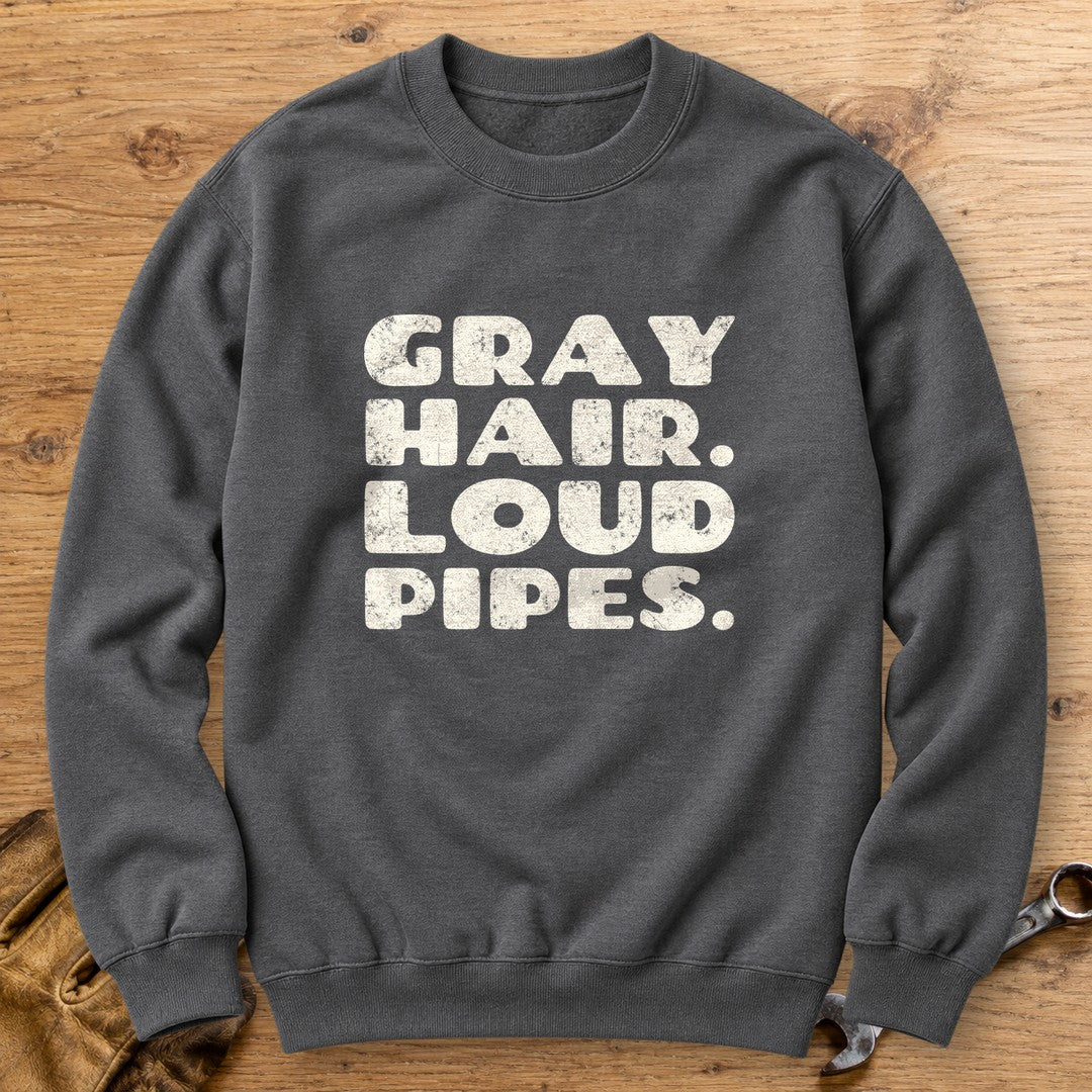 Gray Hair Loud Pipes Crewneck Sweatshirt - Charcoal - bench
