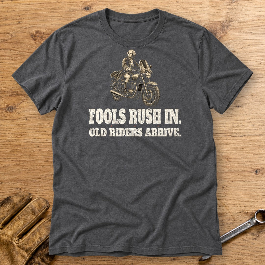 Alexander Pope Old Riders Arrive T-Shirt - Charcoal - bench