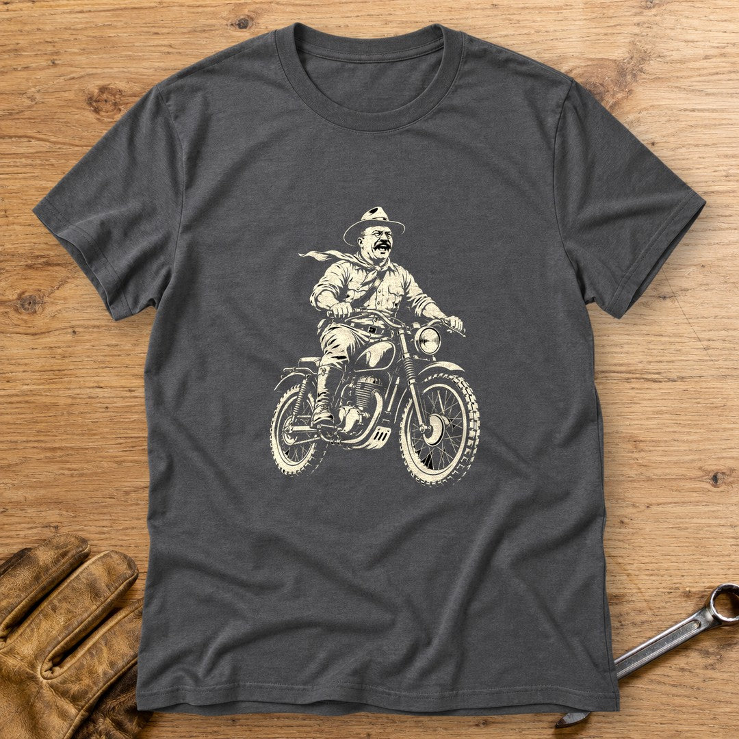 Theodore Roosevelt Laughing Scrambler T-Shirt - Charcoal - bench