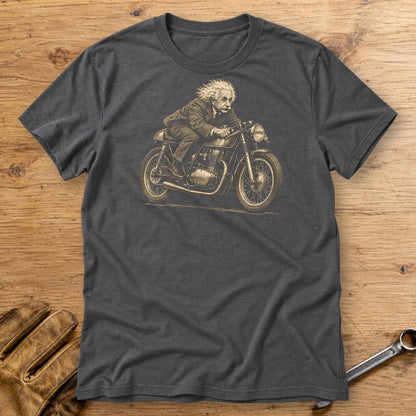 Albert Einstein Cafe Racer T-Shirt - Charcoal - bench