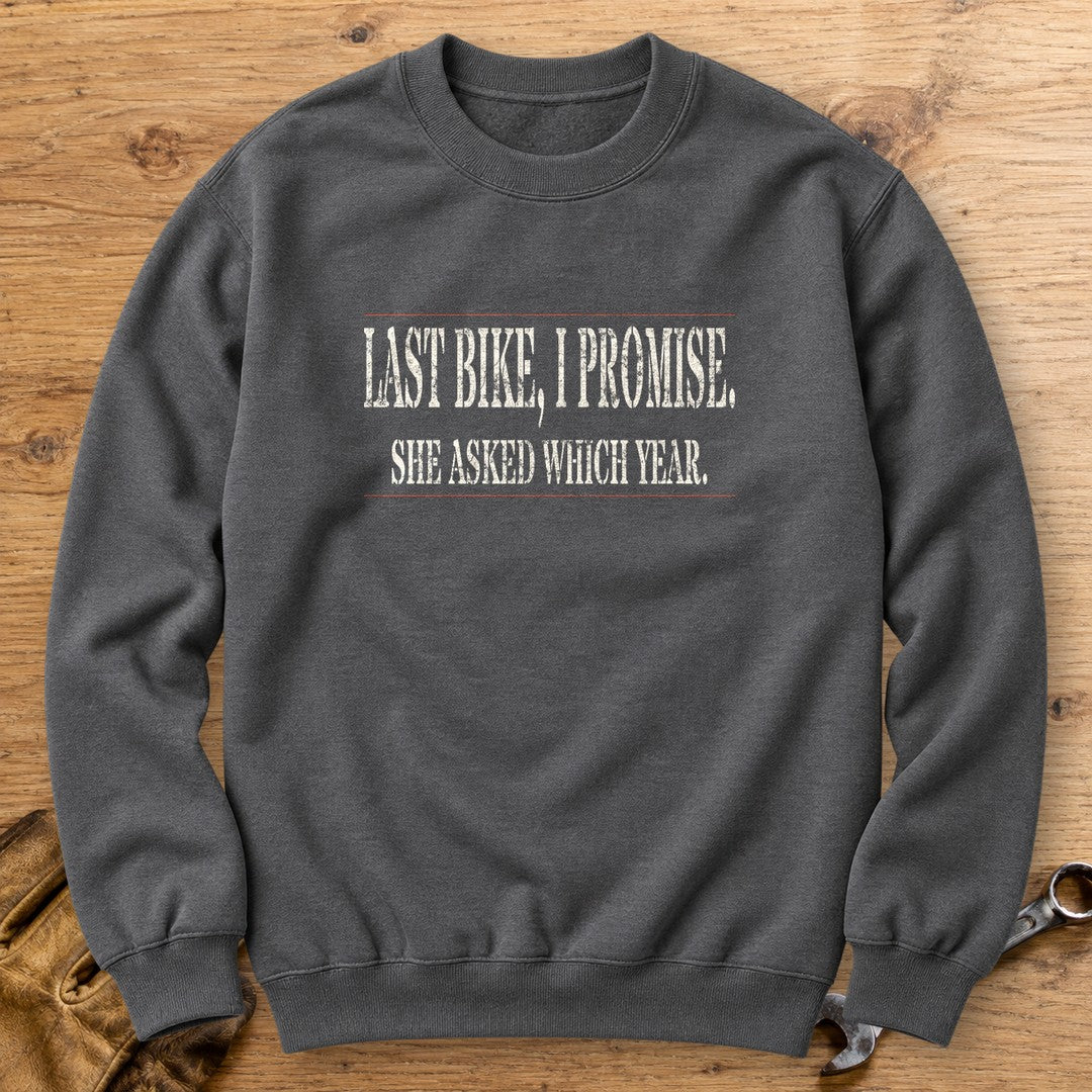 Last Bike Promise Crewneck Sweatshirt - Charcoal - bench