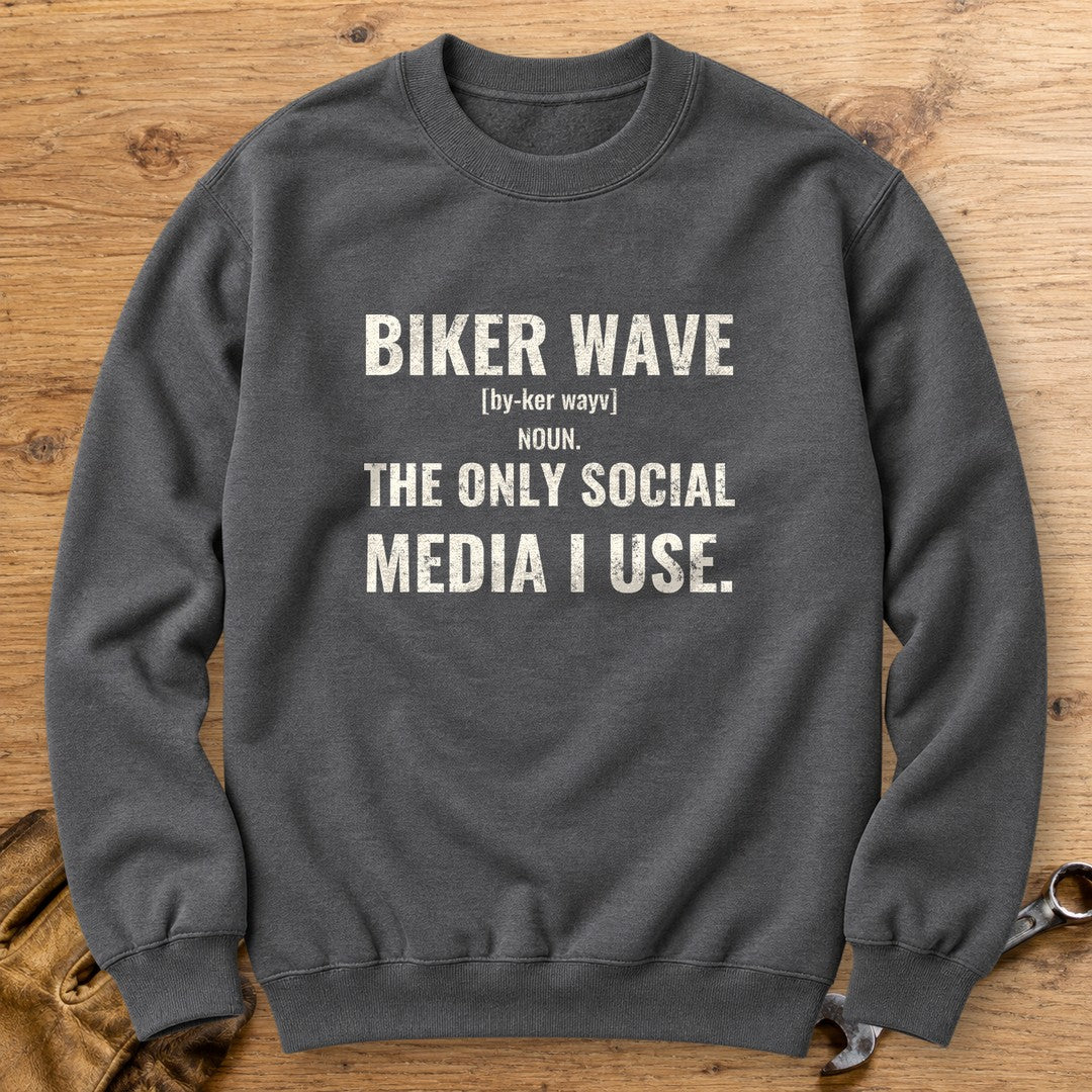 Biker Wave Crewneck Sweatshirt - Charcoal - bench