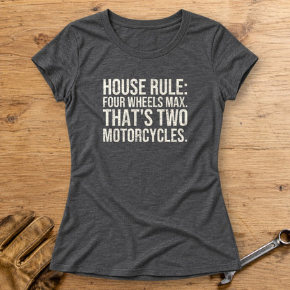 Four Wheels Max Women's T-Shirt - Dark Heather - bench