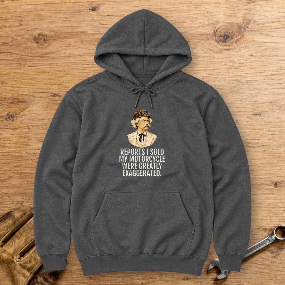 Mark Twain Greatly Exaggerated Hoodie - Dark Heather - bench
