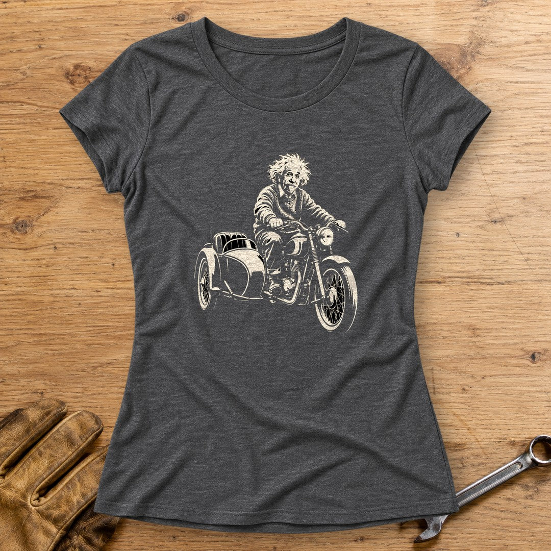 Albert Einstein Sidecar Women's T-Shirt - Dark Heather - bench