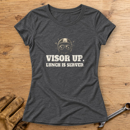 Visor Up Lunch Women's T-Shirt - Dark Heather - bench