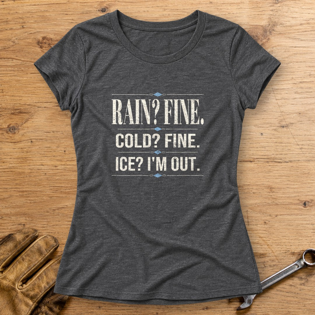 Ice I'm Out Women's T-Shirt - Dark Heather - bench