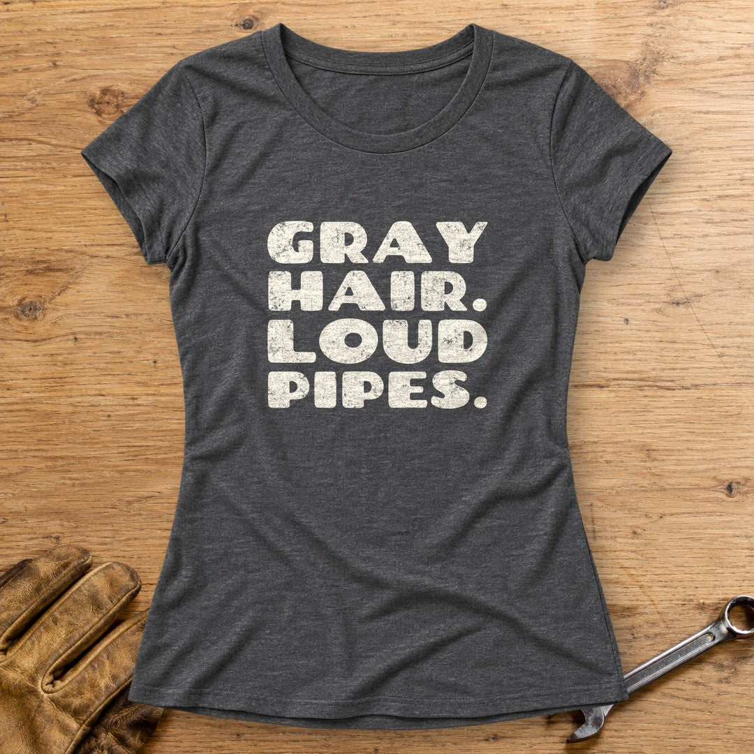 Gray Hair Loud Pipes Women's T-Shirt - Dark Heather - bench