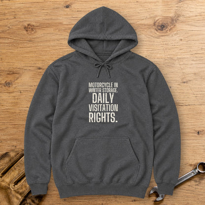 Daily Visitation Rights Hoodie - Dark Heather - bench