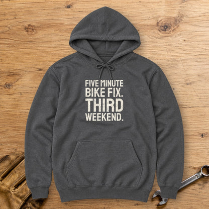 Five Minute Fix Hoodie - Dark Heather - bench