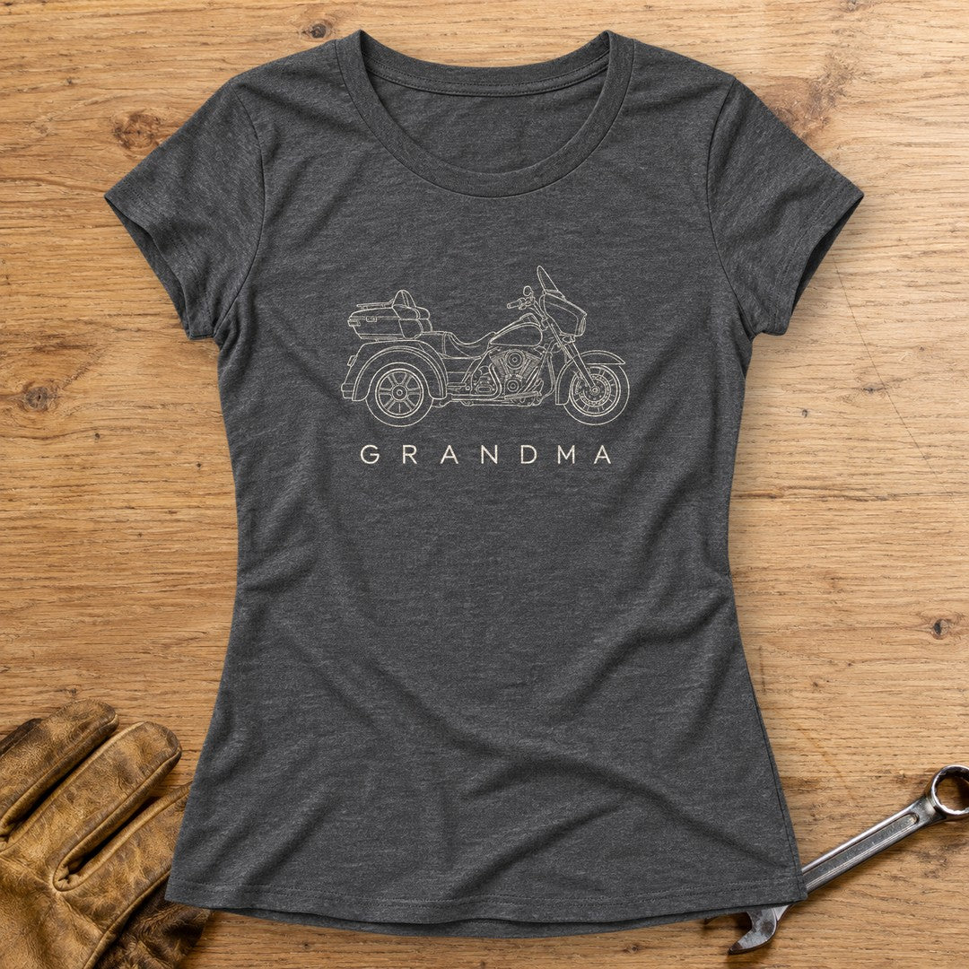 Trike Grandma Women's T-Shirt - Dark Heather - bench