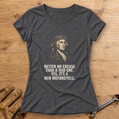George Washington Better No Excuse Women's T-Shirt - Dark Heather - bench