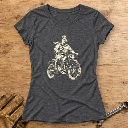 Theodore Roosevelt Laughing Scrambler Women's T-Shirt - Dark Heather - bench