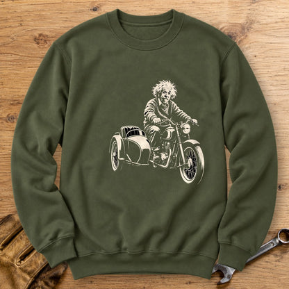 Albert Einstein Sidecar Crewneck Sweatshirt - Military Green - bench