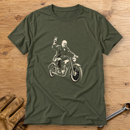 Winston Churchill Victory Ride T-Shirt - Military Green - bench