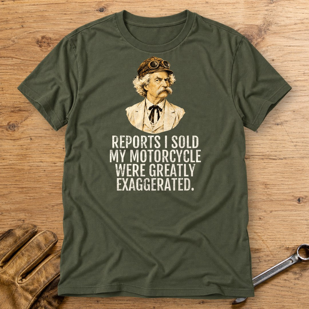 Mark Twain Greatly Exaggerated T-Shirt - Military Green - bench