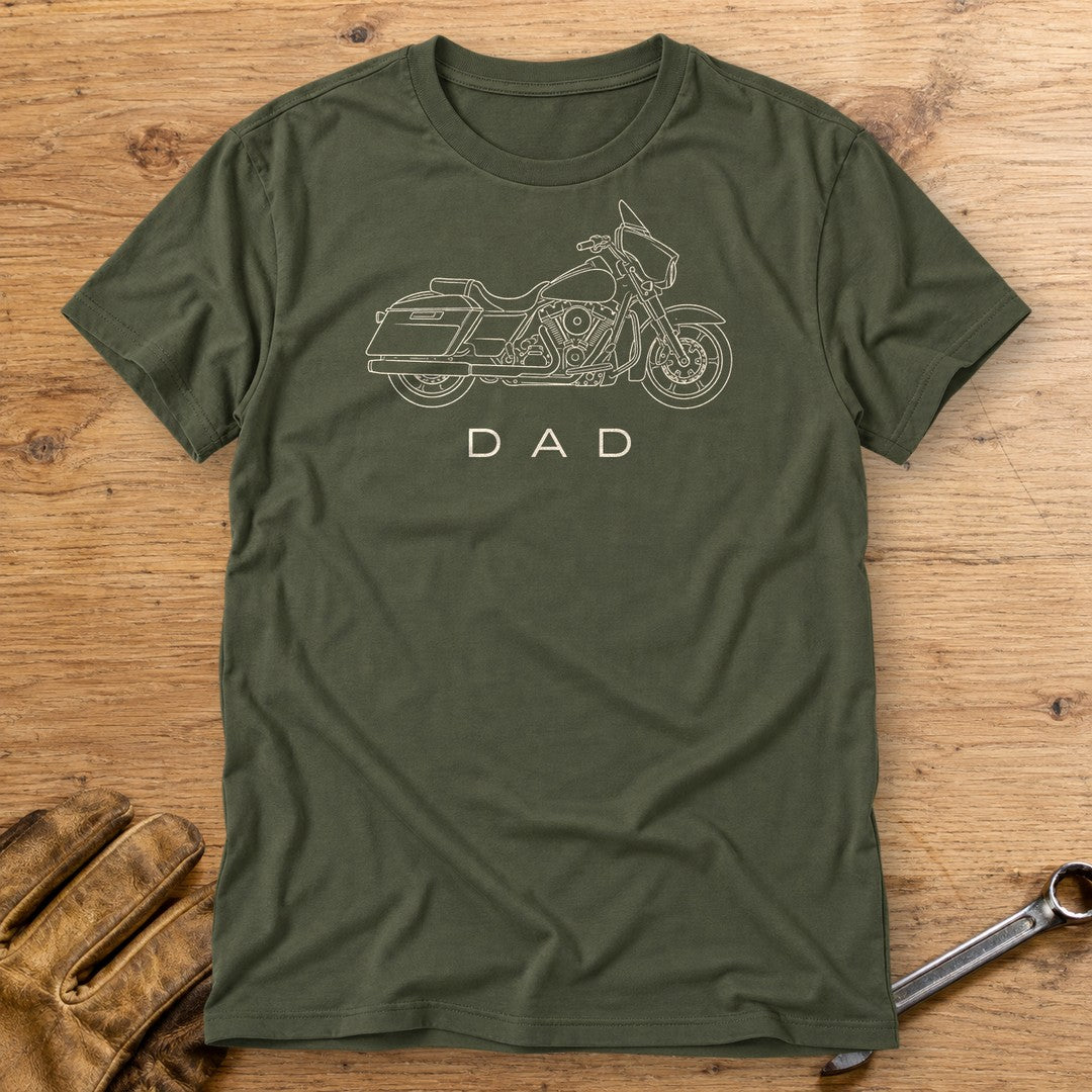 Biker Dad T-Shirt - Military Green - bench