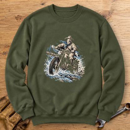 Theodore Roosevelt River Crossing Crewneck Sweatshirt - Military Green - bench