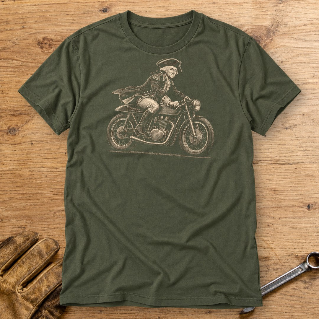 George Washington Cafe Racer T-Shirt - Military Green - bench