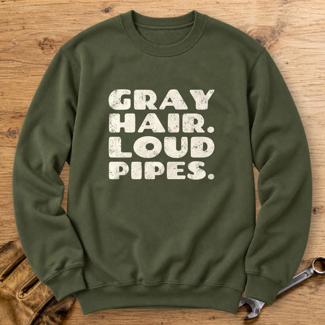 Gray Hair Loud Pipes Crewneck Sweatshirt - Military Green - bench