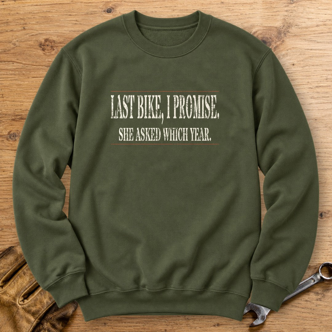 Last Bike Promise Crewneck Sweatshirt - Military Green - bench