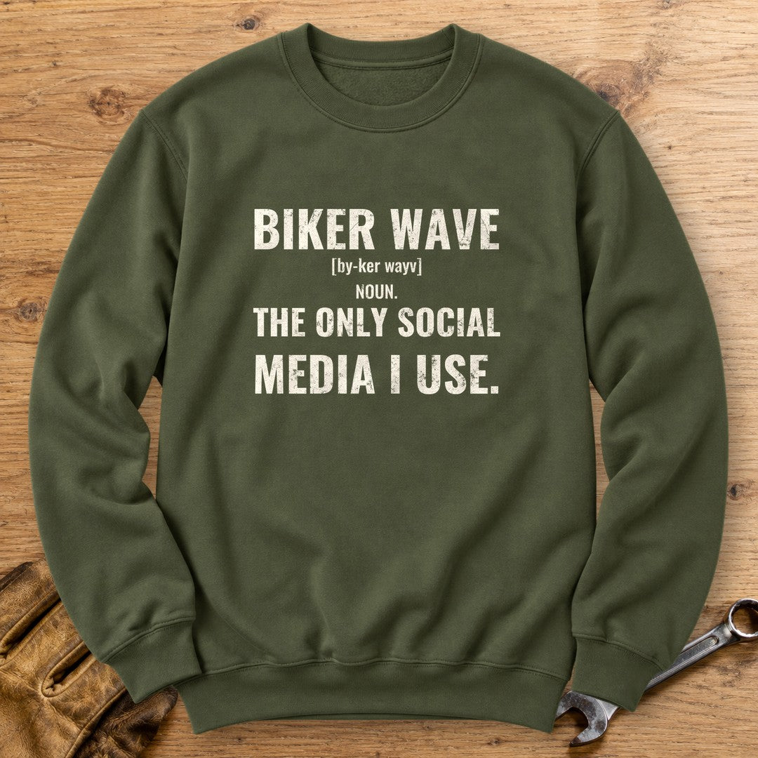 Biker Wave Crewneck Sweatshirt - Military Green - bench