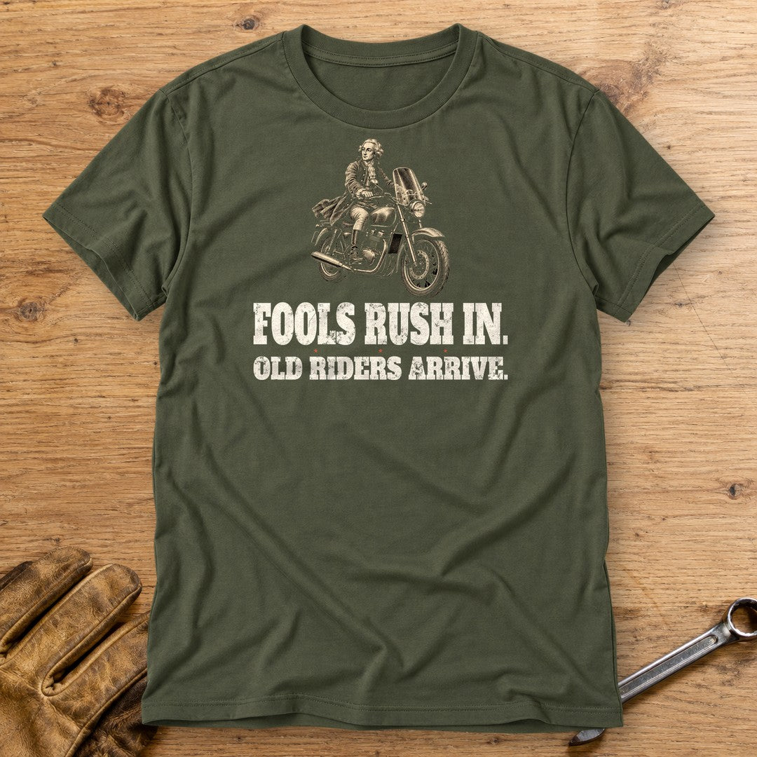 Alexander Pope Old Riders Arrive T-Shirt - Military Green - bench