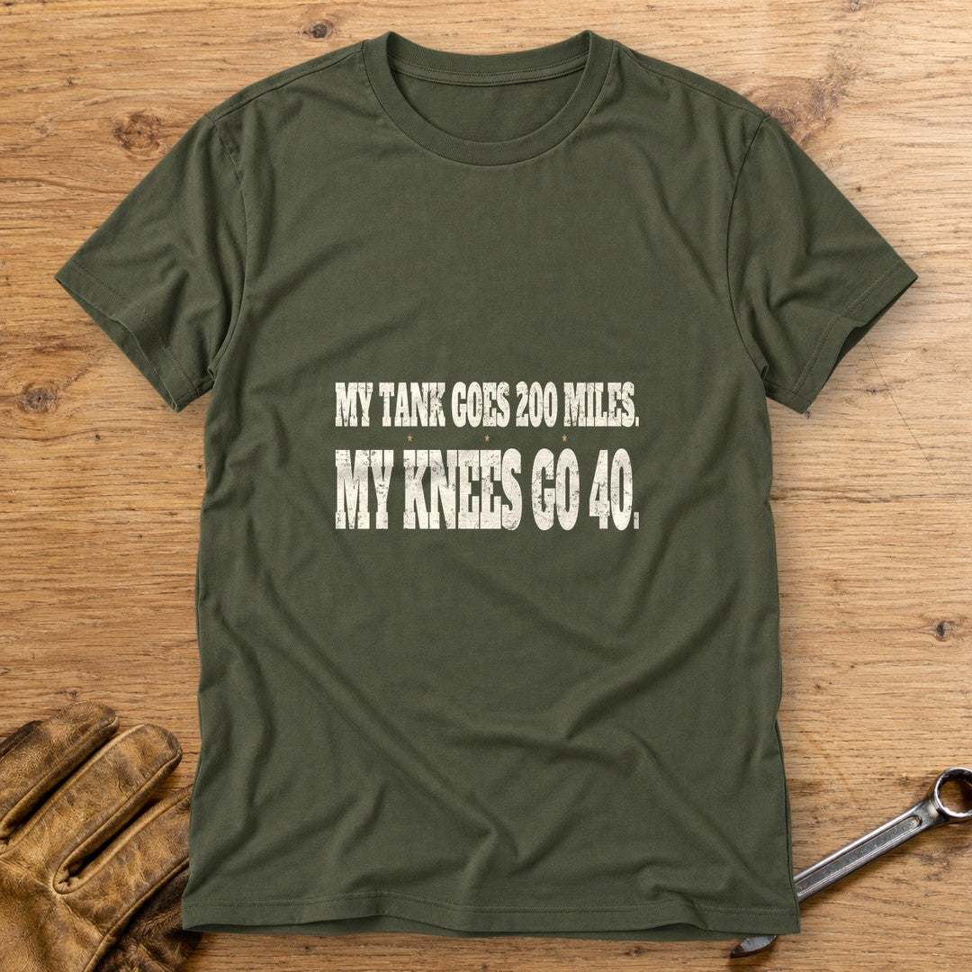 Knees Go Forty T-Shirt - Military Green - bench