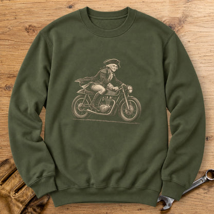 George Washington Cafe Racer Crewneck Sweatshirt - Military Green - bench