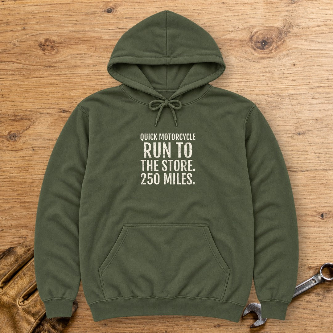 Quick Store Run Hoodie - Military Green - bench