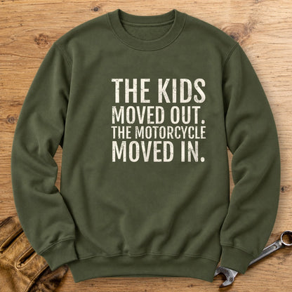 Kids Moved Out Crewneck Sweatshirt - Military Green - bench