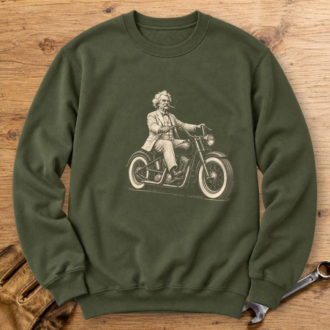 Mark Twain Cruiser Crewneck Sweatshirt - Military Green - bench
