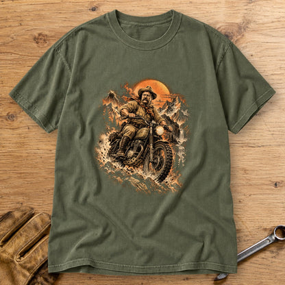 Theodore Roosevelt Mountain Trail Premium T-Shirt - Moss - bench