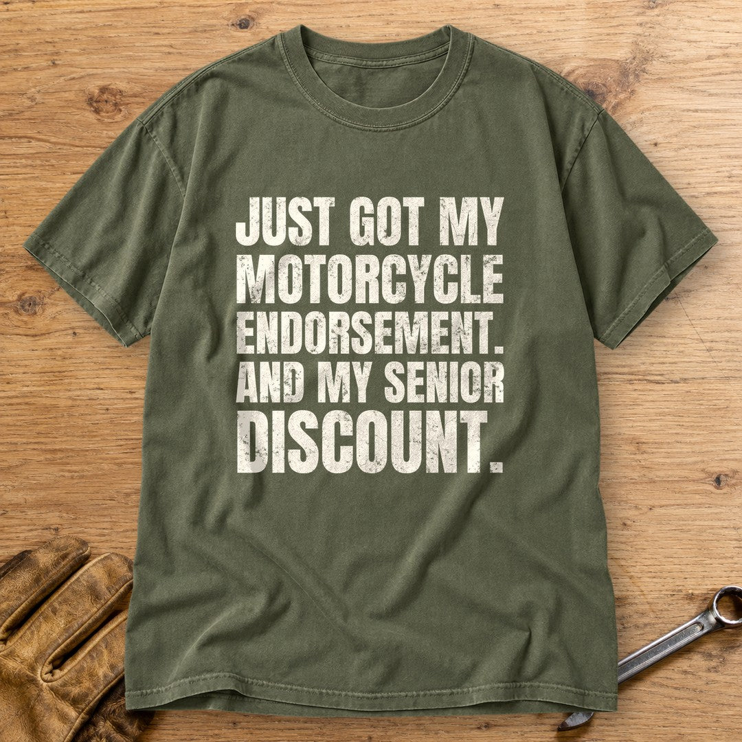 Senior Discount Rider Premium T-Shirt - Moss - bench