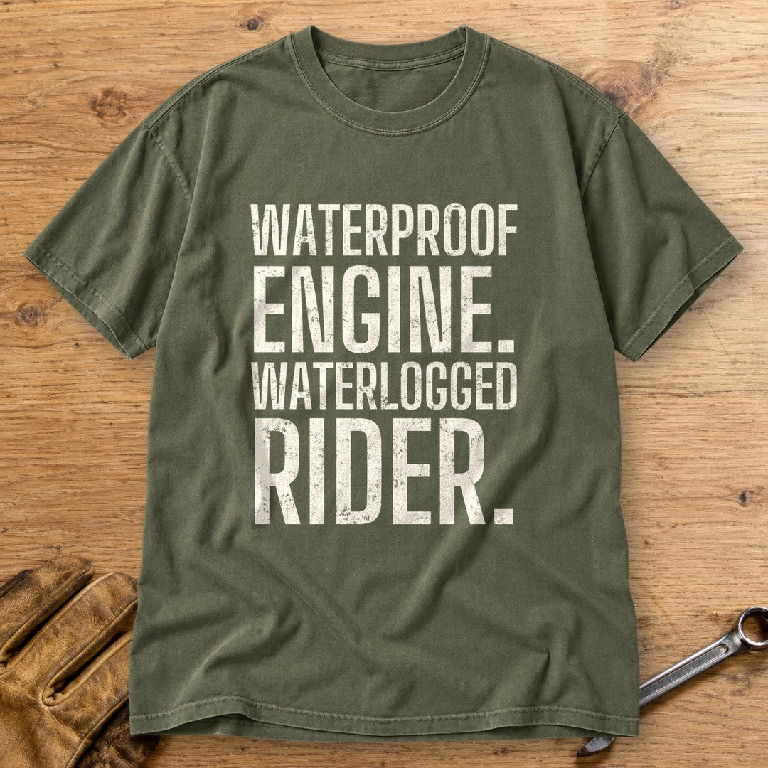 Waterlogged Rider Premium T-Shirt - Moss - bench