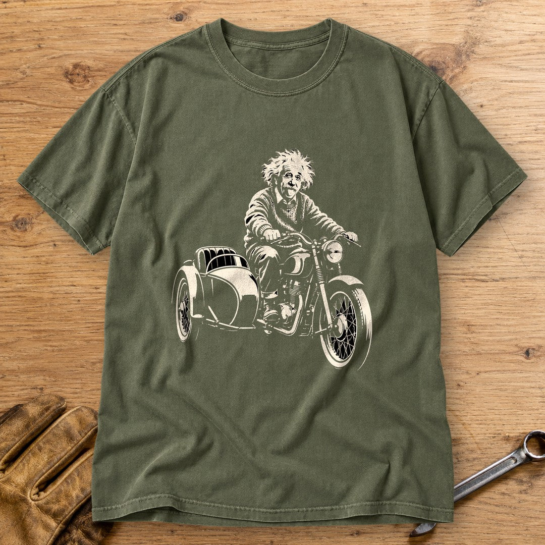Albert Einstein Sidecar Premium T-Shirt - Moss - bench