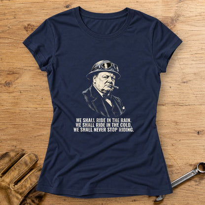 Winston Churchill We Shall Ride Women's T-Shirt - Navy - bench