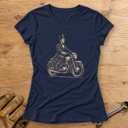 Abraham Lincoln Honest Ride Women's T-Shirt - Navy - bench