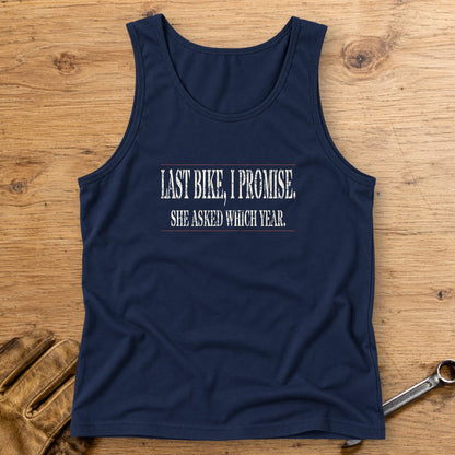 Last Bike Promise Tank Top - Navy - bench