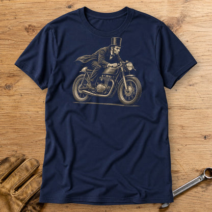 Abraham Lincoln Cafe Racer T-Shirt - Navy - bench