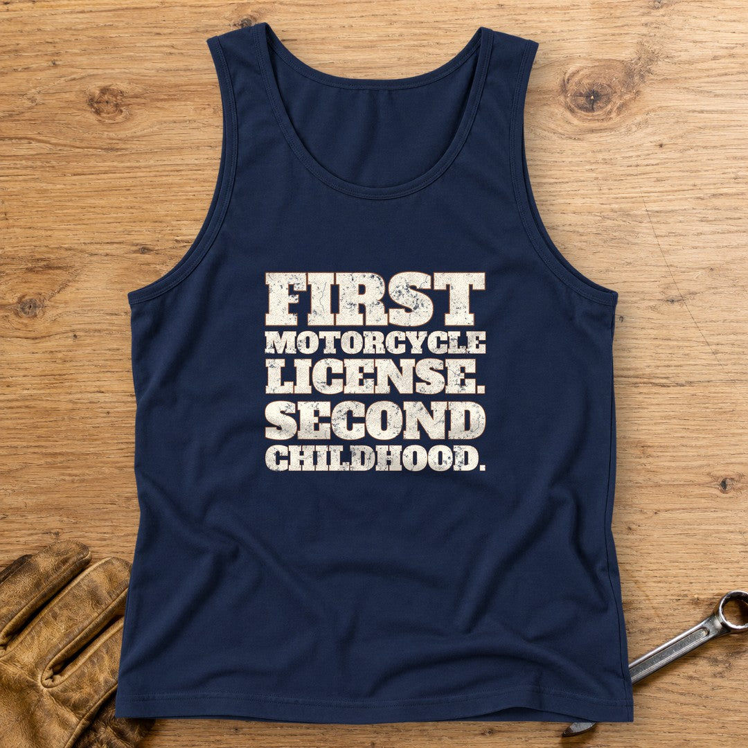 Second Childhood Tank Top - Navy - bench