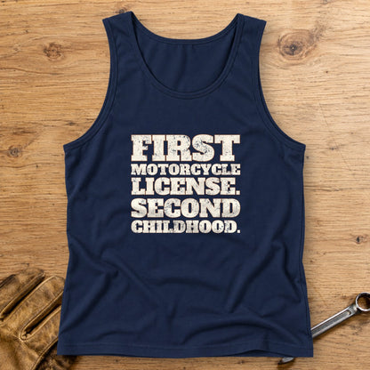Second Childhood Tank Top - Navy - bench