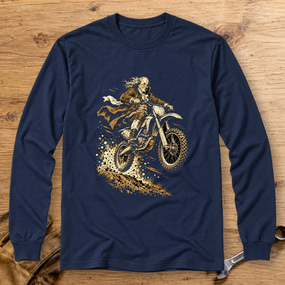 Benjamin Franklin Dirt Jump Long Sleeve T-Shirt - Navy - bench