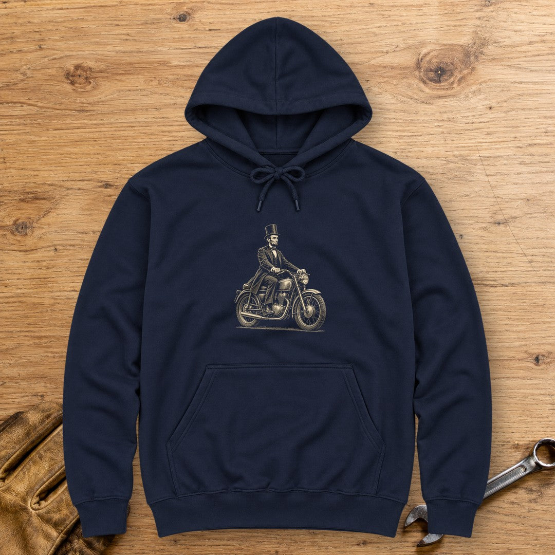 Abraham Lincoln Honest Ride Hoodie - Navy - bench