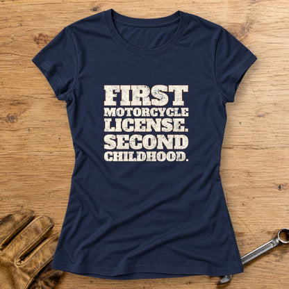 Second Childhood Women's T-Shirt - Navy - bench