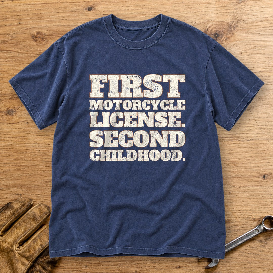 Second Childhood Premium T-Shirt - Navy - bench