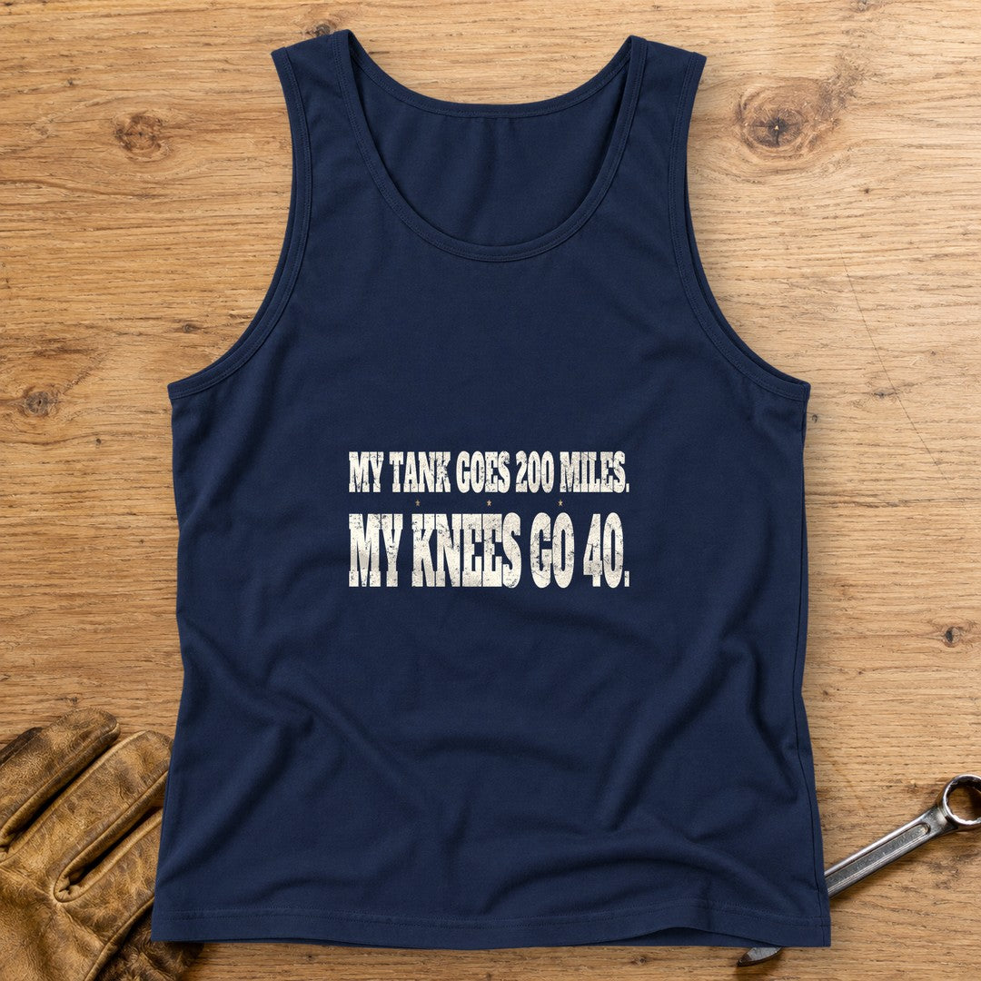 Knees Go Forty Tank Top - Navy - bench