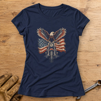 Eagle on the Handlebars Women's T-Shirt - Navy - bench
