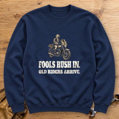 Alexander Pope Old Riders Arrive Crewneck Sweatshirt - Navy - bench