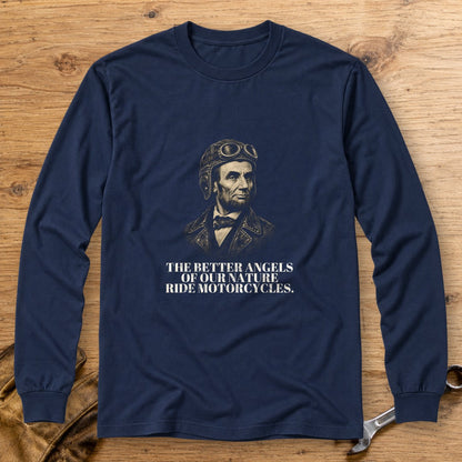 Abraham Lincoln Better Angels Ride Long Sleeve T-Shirt - Navy - bench